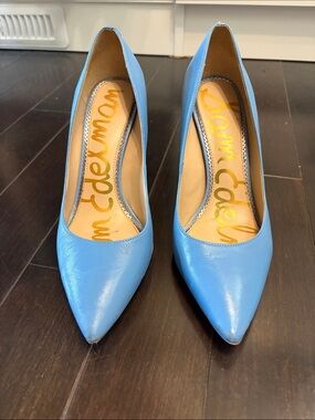 Sam Edelman Light Blue Pointed Toe Leather Pumps